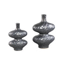 Chelsean Black Oval Bulby Shaped Ceramic Vase S