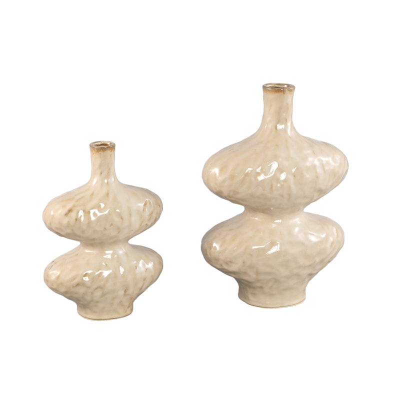 Chelsean Cream Oval Bulby Shaped Ceramic Vase L