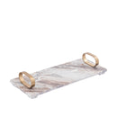 Lieka Beige Marble Tray Golden Handles Rectangle