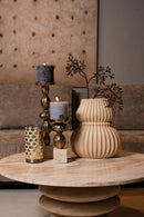 Halta Cream Oval Ceramic Bulby Vase Ribbed M