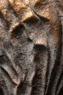 Vakas Grey Cement Oval Wavy Vase W Gold Border