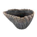 Vakas Grey Cement Oval Wavy Vase W Gold Border