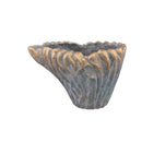 Vakas Grey Cement Oval Wavy Vase W Gold Border