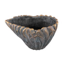 Vakas Grey Cement Oval Wavy Vase W Gold Border XL