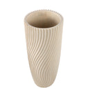 Lianna Cream Cement Round Vase Line Pattern M