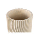 Lianna Cream Cement Round Vase Line Pattern L