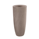Lianna Beige Cement Round Vase Line Pattern L