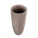 Lianna Beige Cement Round Vase Line Pattern L