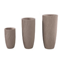 Lianna Beige Cement Round Vase Line Pattern L