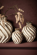 Marel White Round Ceramic Vase Swirl Lines M