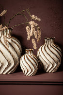 Marel White Round Ceramic Vase Swirl Lines M