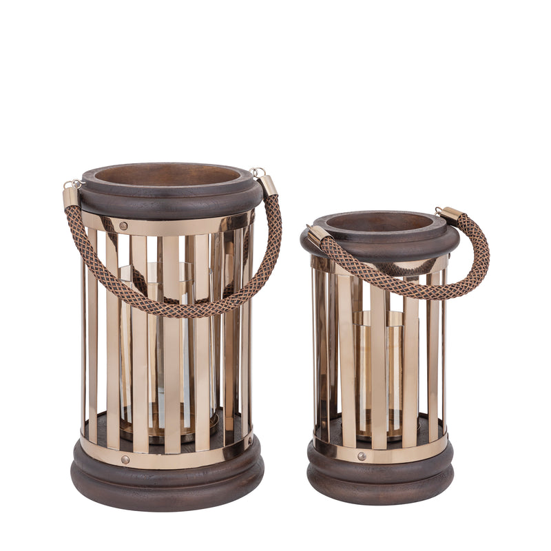Sjorsh BrownGold Mango Wood St. Steel Lantern S