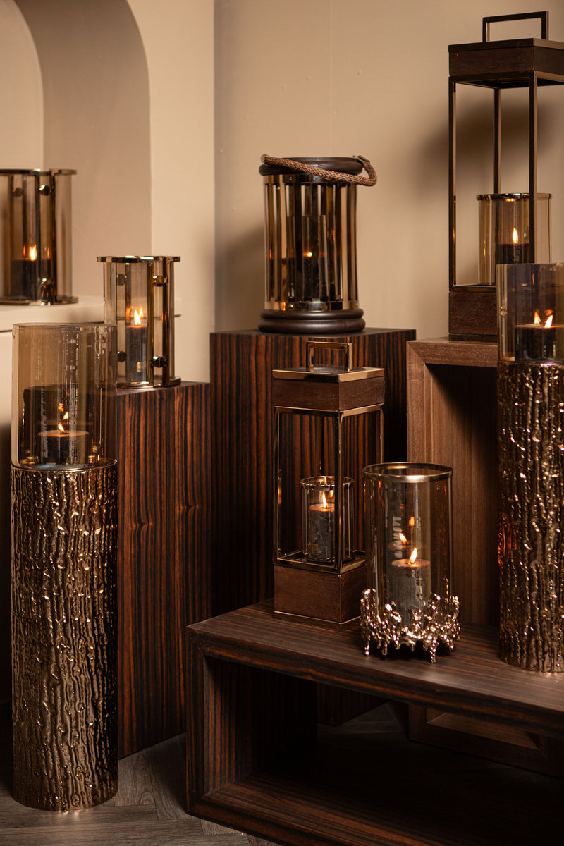 Sjorsh BrownGold Mango Wood St. Steel Lantern S