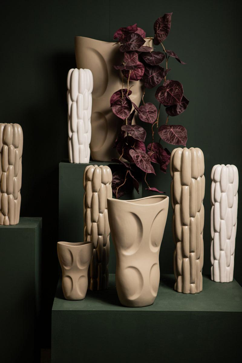 Dayna Grey Oval Ceramic Vase With Pattern M