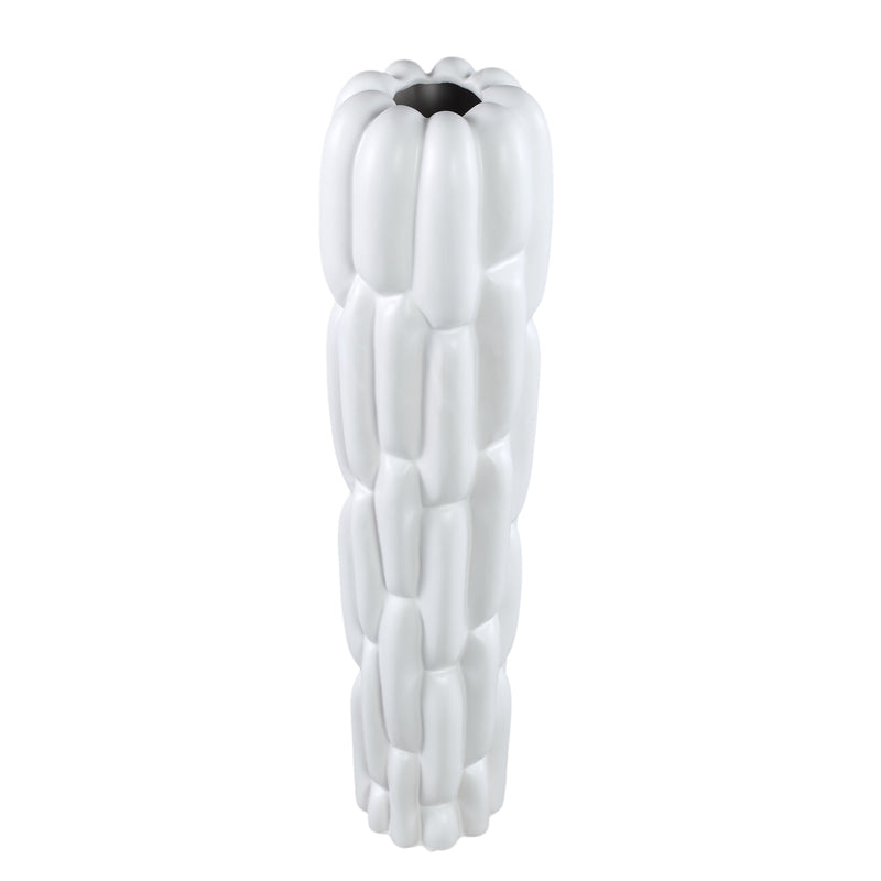 Seanis White Round Ceramic Vase Block Pattern M