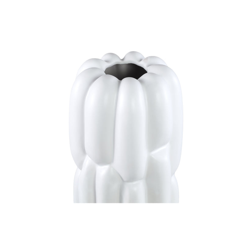 Seanis White Round Ceramic Vase Block Pattern M