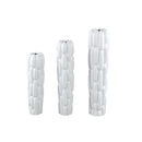 Seanis White Round Ceramic Vase Block Pattern M