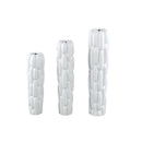 Seanis White Round Ceramic Vase Block Pattern M