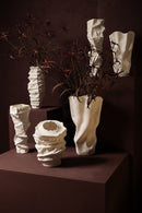 Aharon White Ceramic Irregular Shaped Vase Slim S