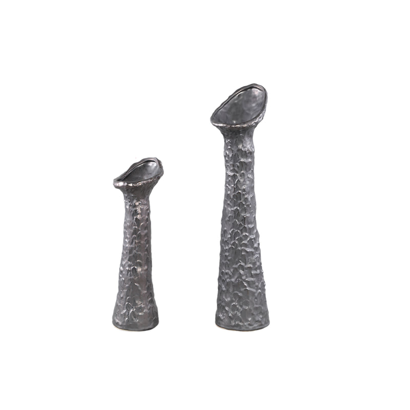 Shennen Antracite Ceramic Vase Leave Shaped Top L