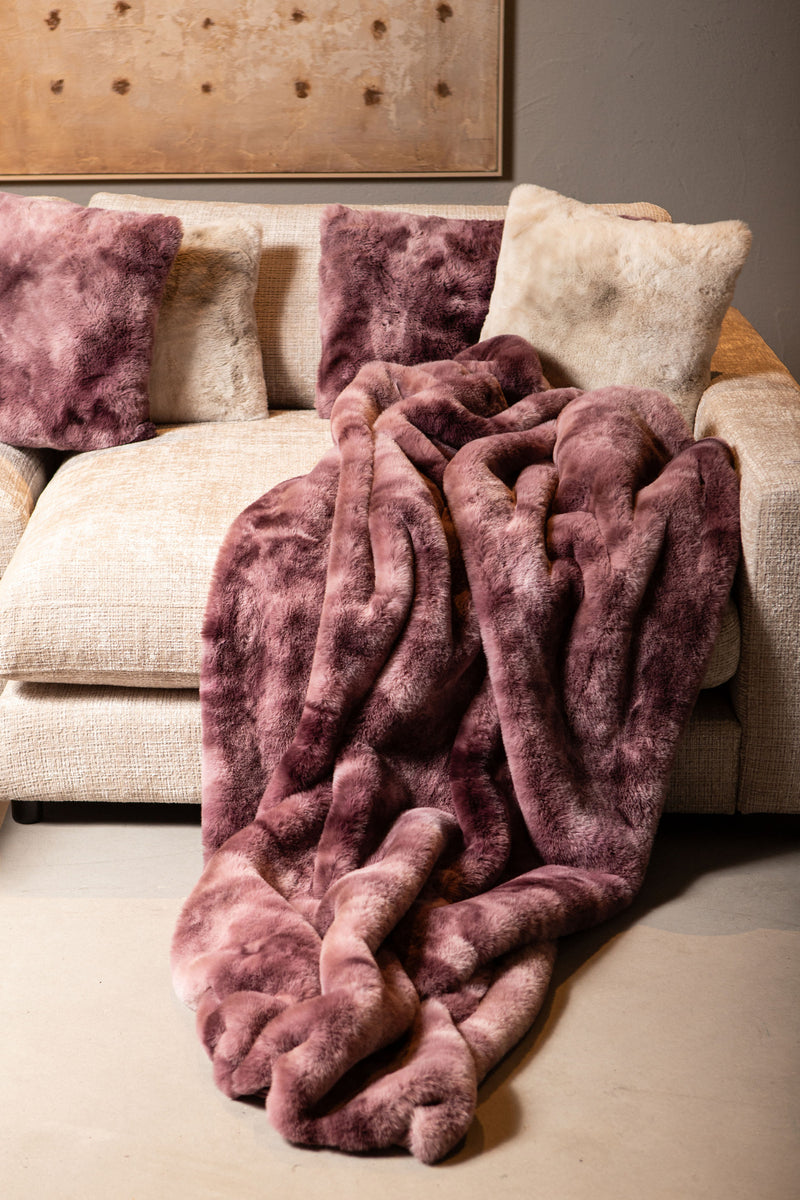 Linde Burgundy Faux Fur Cushion Rectangle