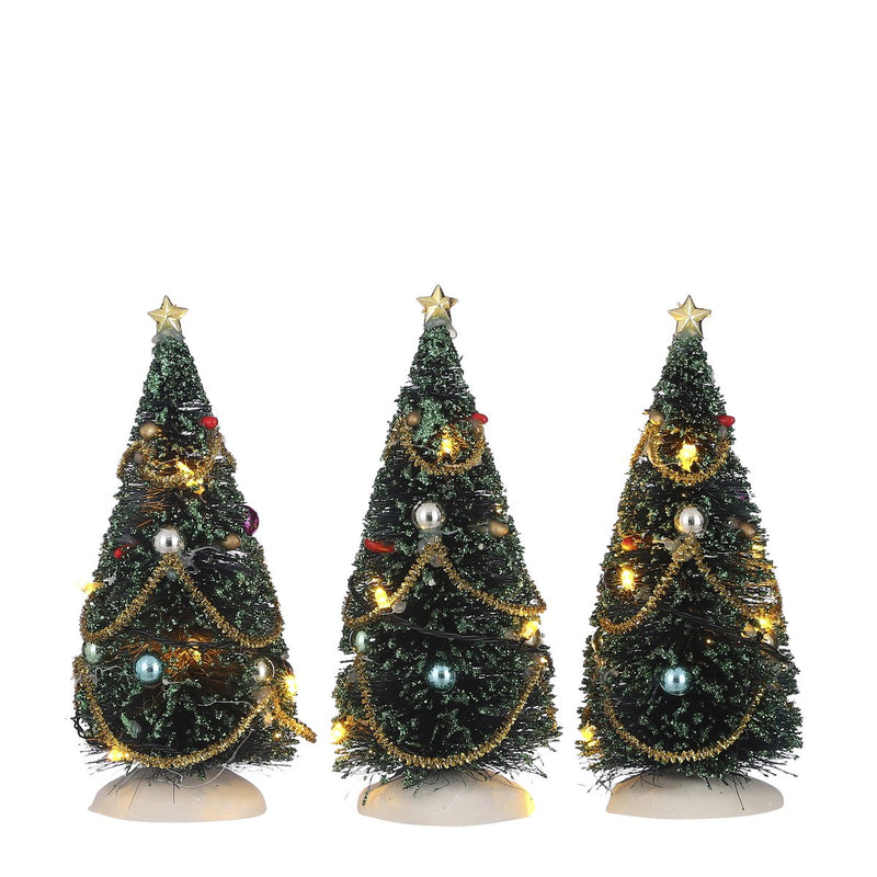 LuVille Kerstdorp Miniatuur Bomen - 3 Stuks - H15 cm