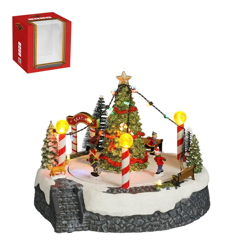 LuVille Kerstdorp Miniatuur Kerstboom Scène