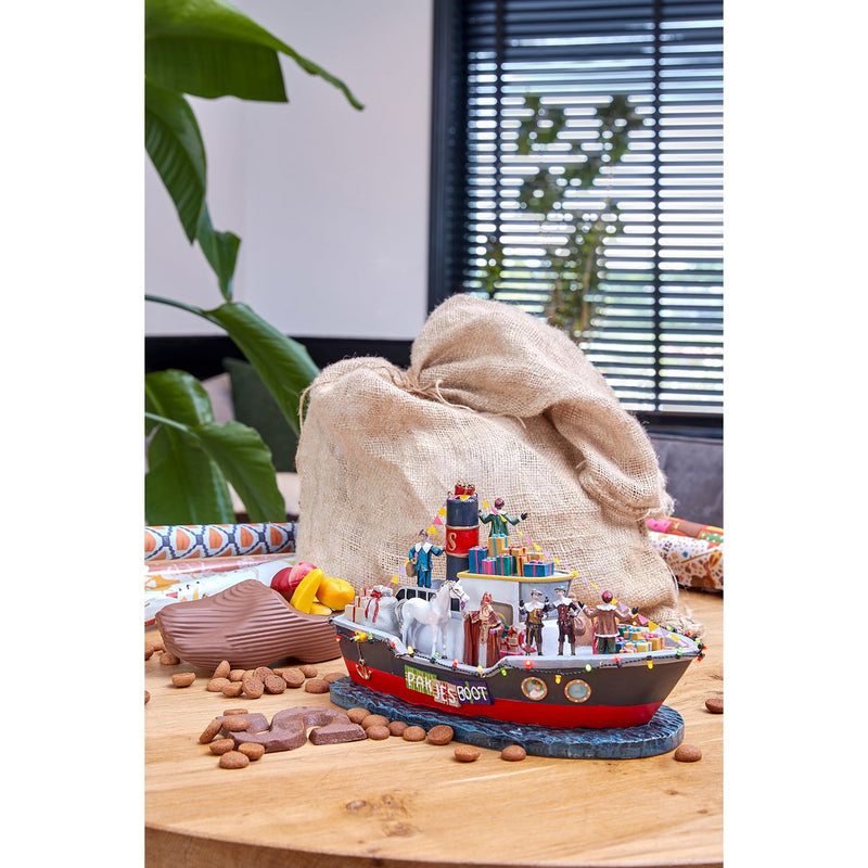 LuVille Sinterklaas Miniatuur Pakjesboot met LED Verlichting