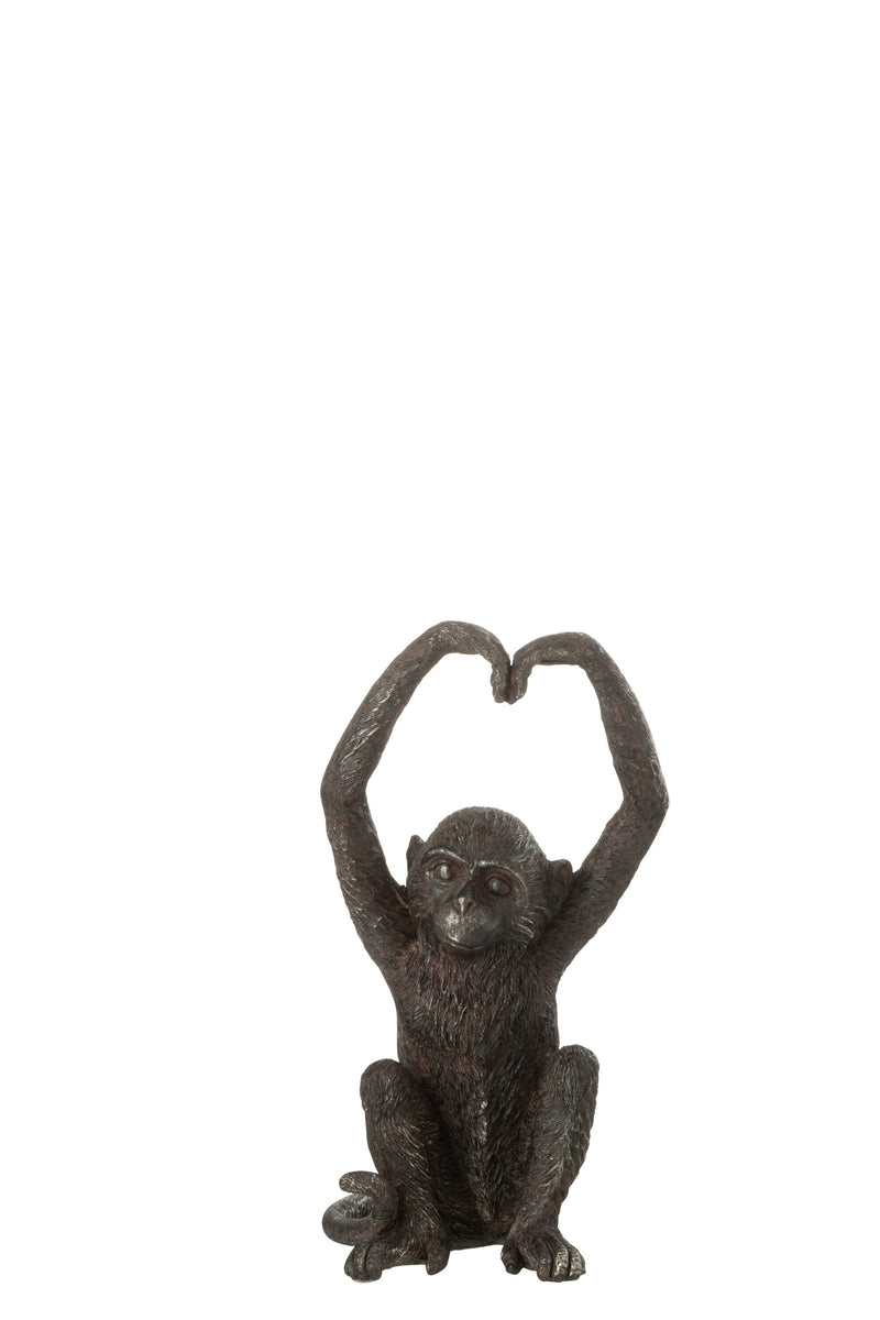 J-Line aap met hart bruin-zwart