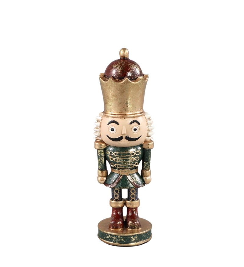 Denne Green poly nutcracker shaped statue on base