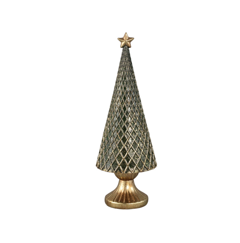 Treen Green poly tree shaped statue gold base M
