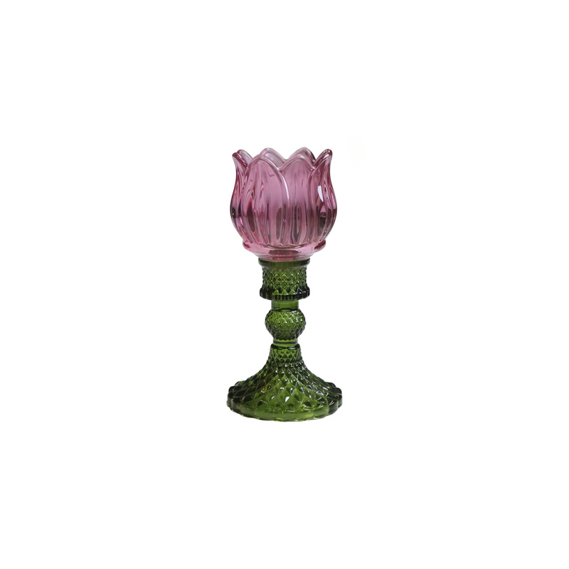 Theelichthouder tulp roze