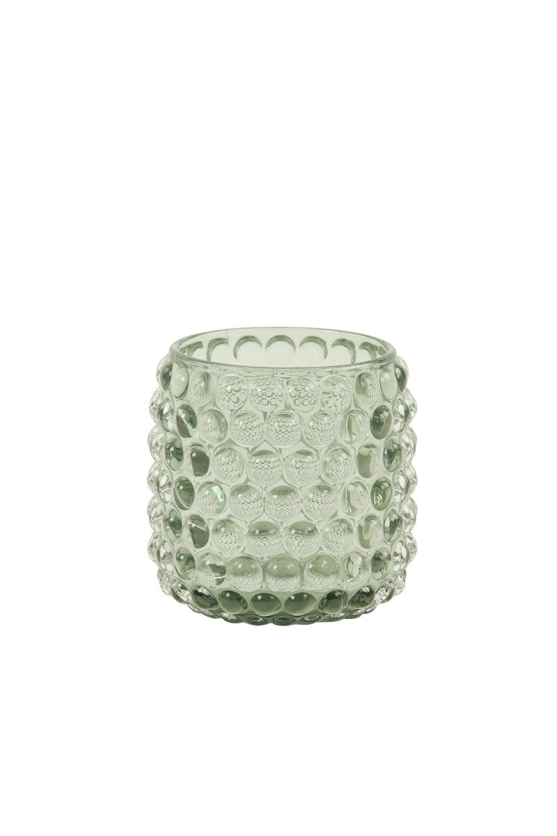 Theelicht PALET glas grijs groen