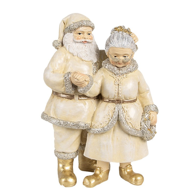 Ornament kerstman/vrouw beige goud