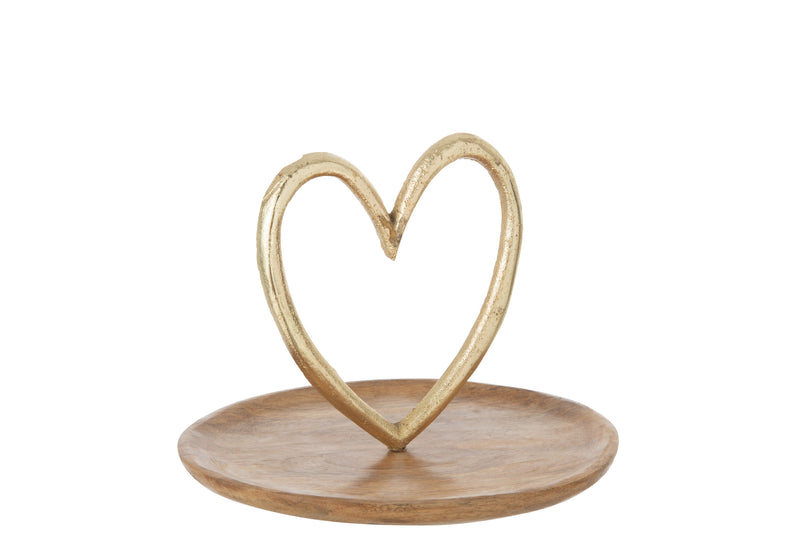 J-Line plateau hout met gouden hart