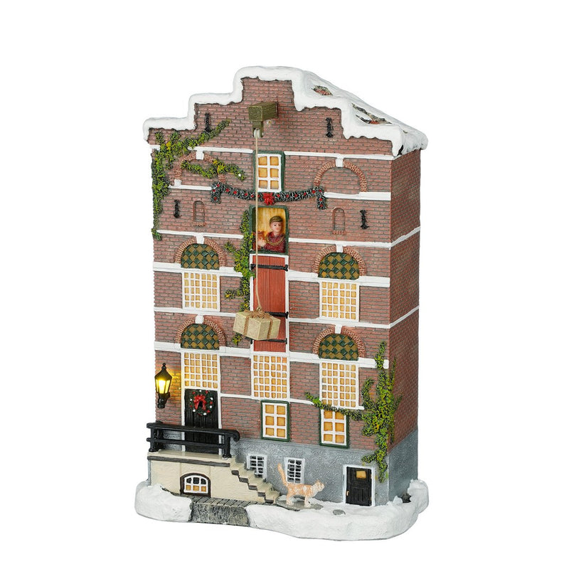 LuVille Kerstdorp Miniatuur Pakhuis Gevel