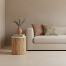 Malakka bijzettafel marmer wit