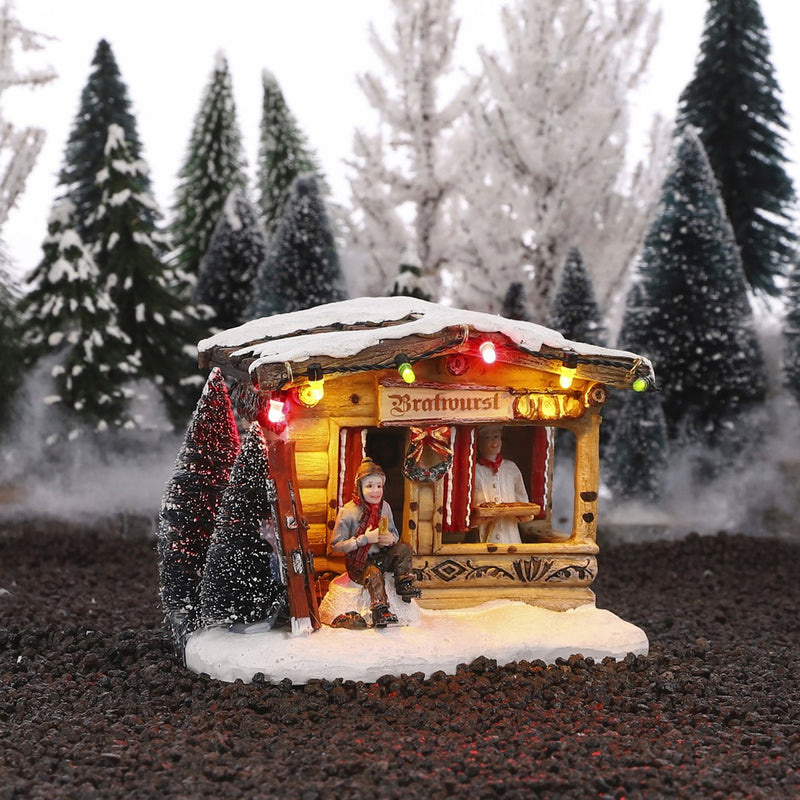 LuVille Kerstdorp Miniatuur Braadworst Marktkraam