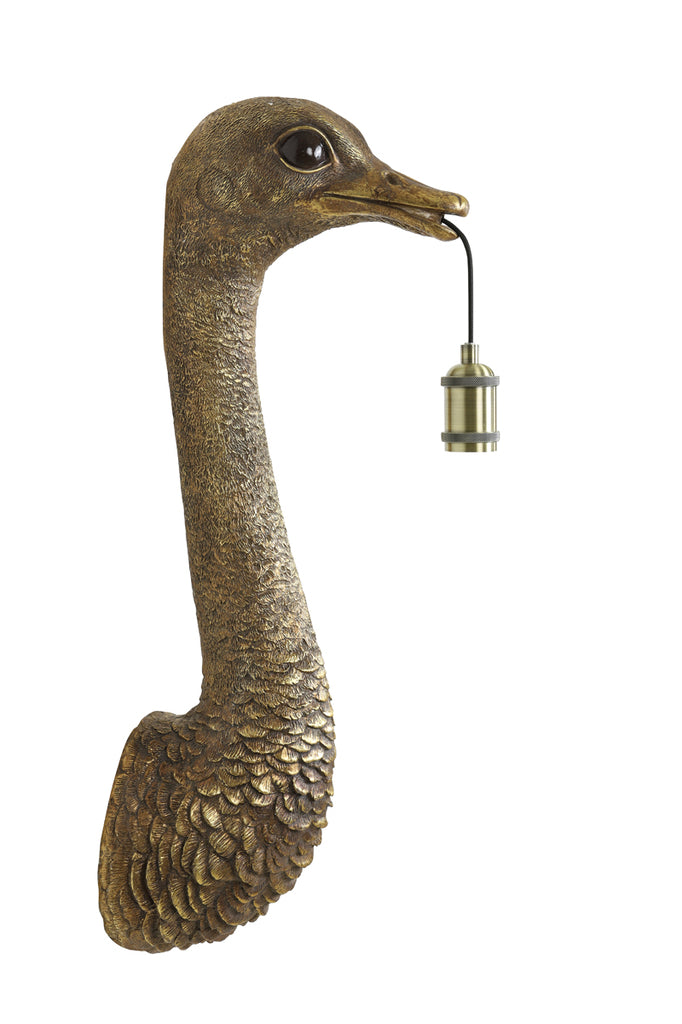 Wandlamp Ostrich antiek brons