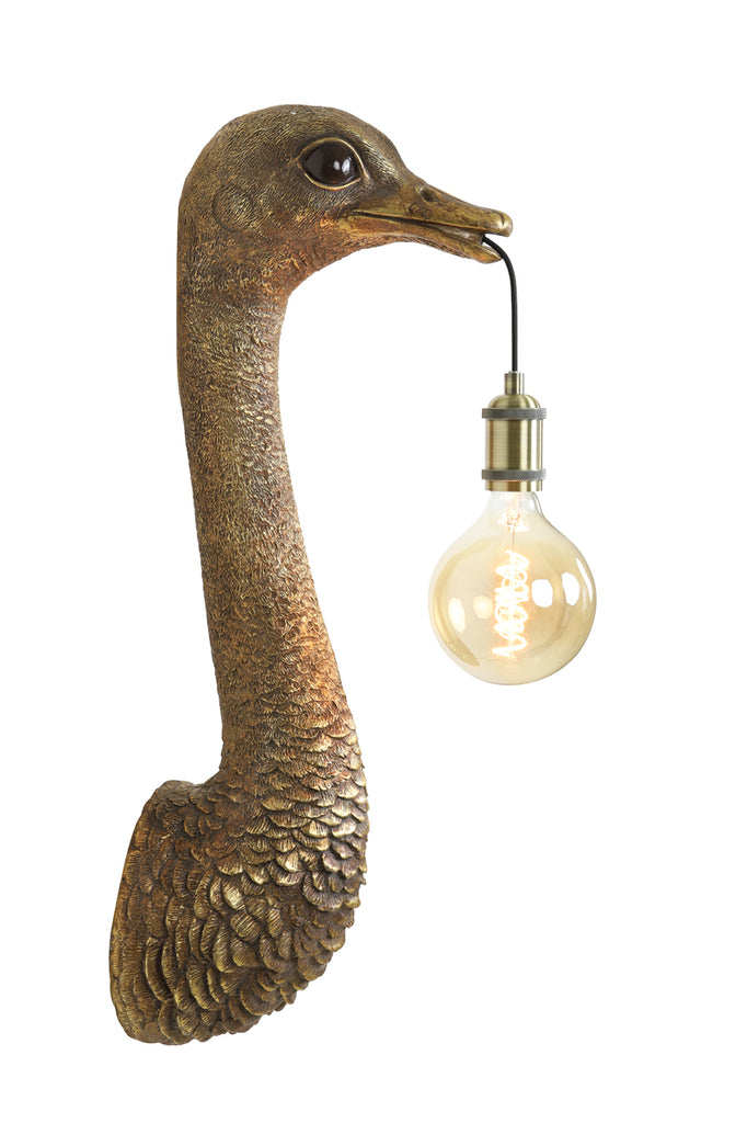 Wandlamp Ostrich antiek brons