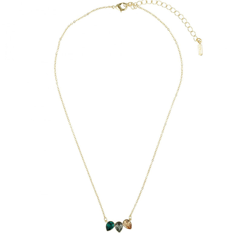 Otazu Classic Triple Leaf Necklace Moss Green