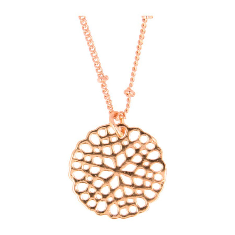 Flower Disc Necklace Rosé Gold