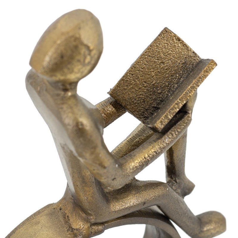 Ornament vrouw leest boek goud