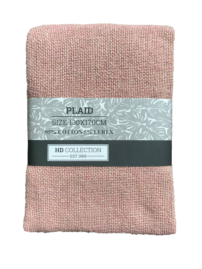 Plaid Throw Cotton Pink