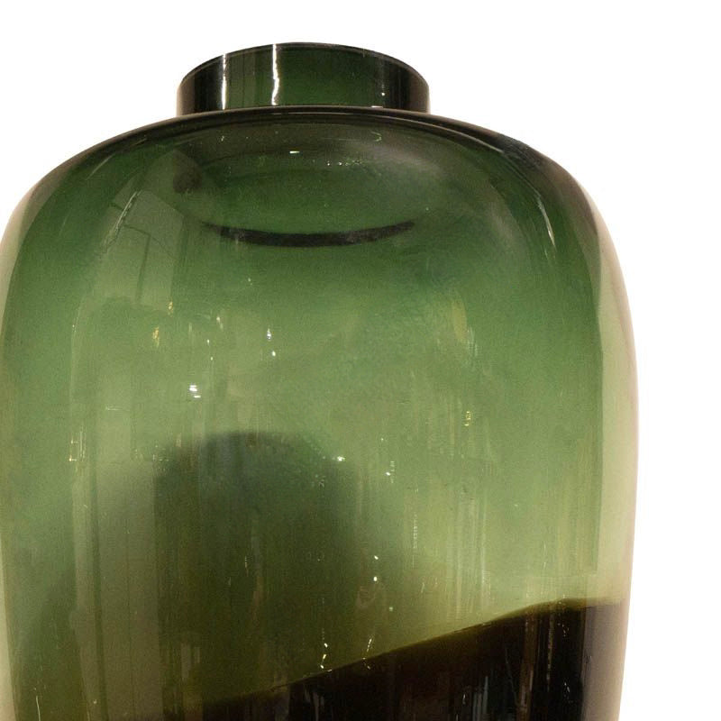 Vaas olijfgroen zwart glas
