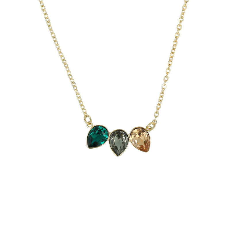 Classic Triple Leaf Necklace Moss Green