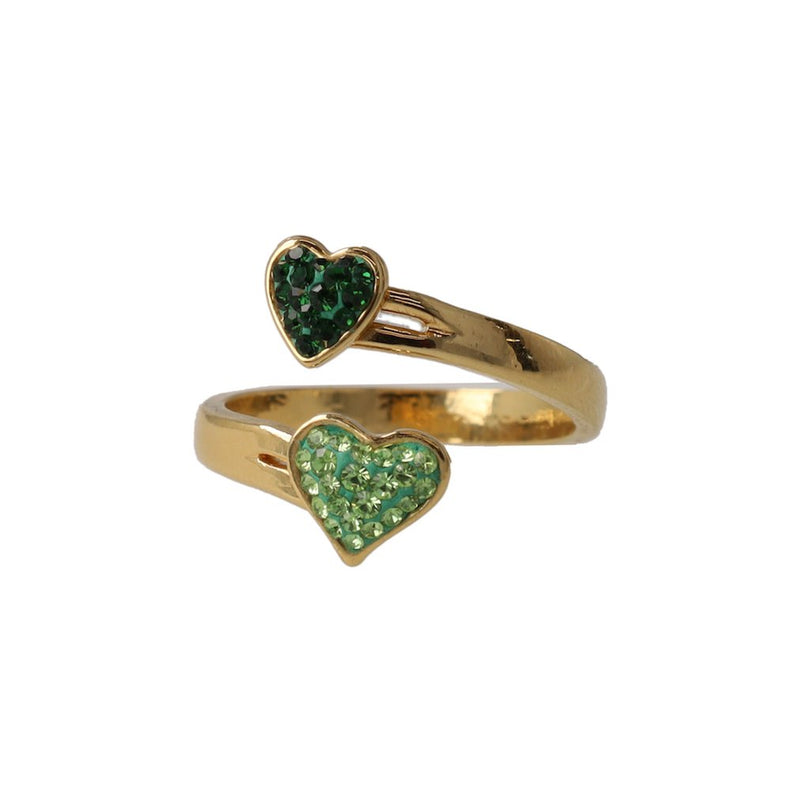 Twin Hearts Ring - Green