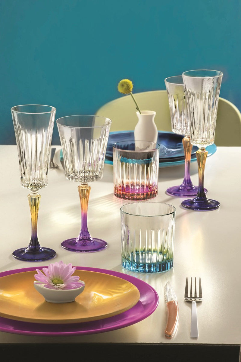 Tumbler Glas met een oranje/paars kleuraccent set/6
